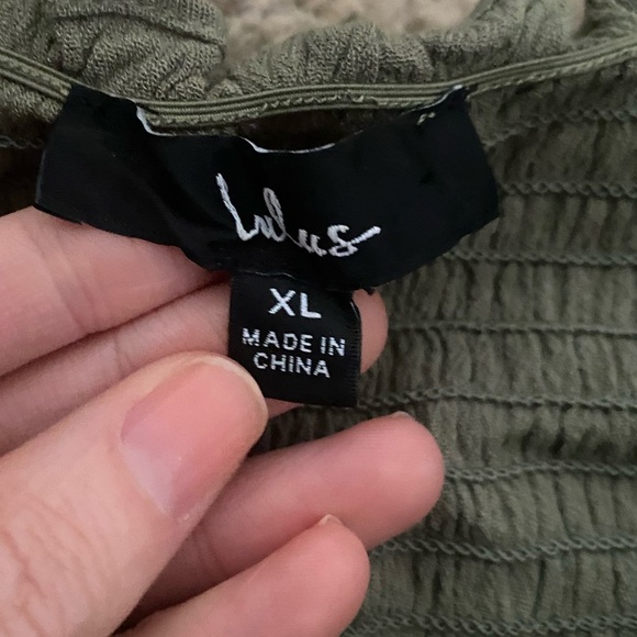 Lulus View from the Meadow Olive Green Off The Shoulder Smocked Dress XL - Picture 4 of 5